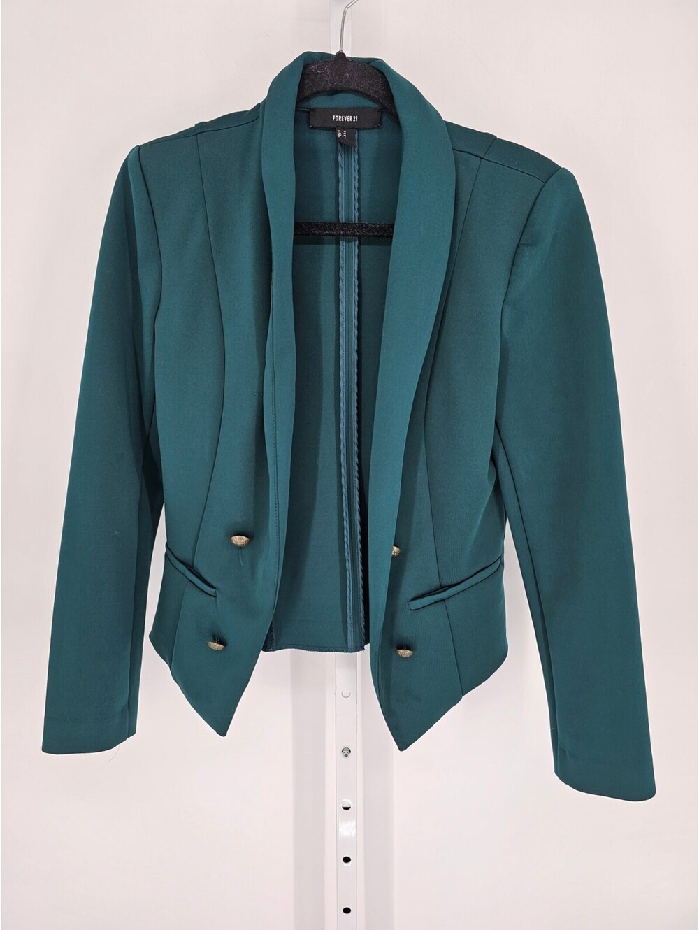 Forever 21 Womens Sz M Blazer Jacket Emerald Green w/ Gold Buttons